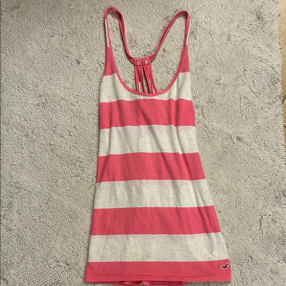 Hollister Vintage Pink and White Striped Racerback Tank